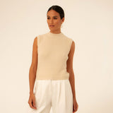 BLUSA REGATA DE TRICOT AMAZONITA AREIA