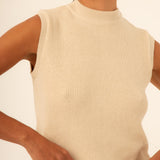 BLUSA REGATA DE TRICOT AMAZONITA AREIA